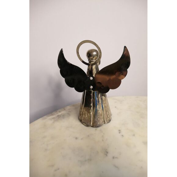 Vintage silverplated angel candleholder minimalist with halo - retro - Picture 3 of 4